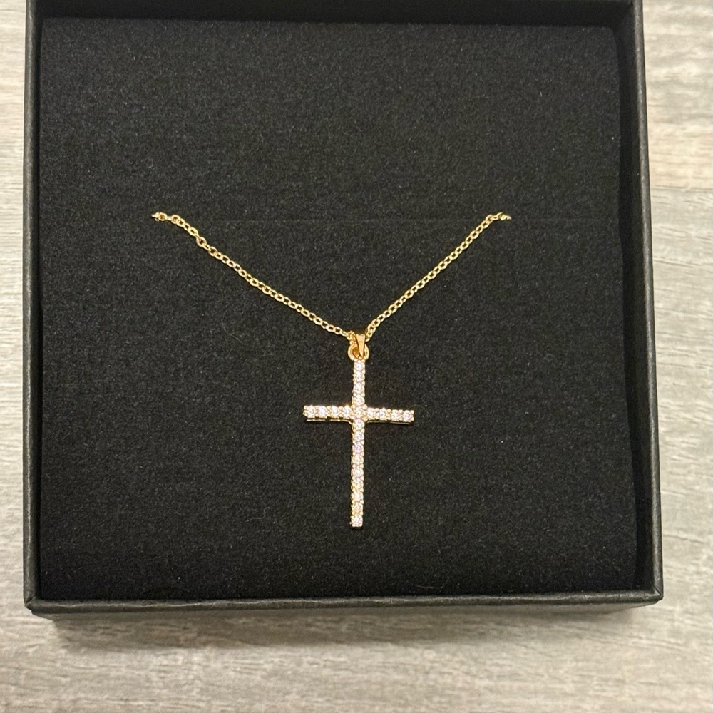 Bleu & Sage Sterling Silver 14K Gold Plated Cross Necklace